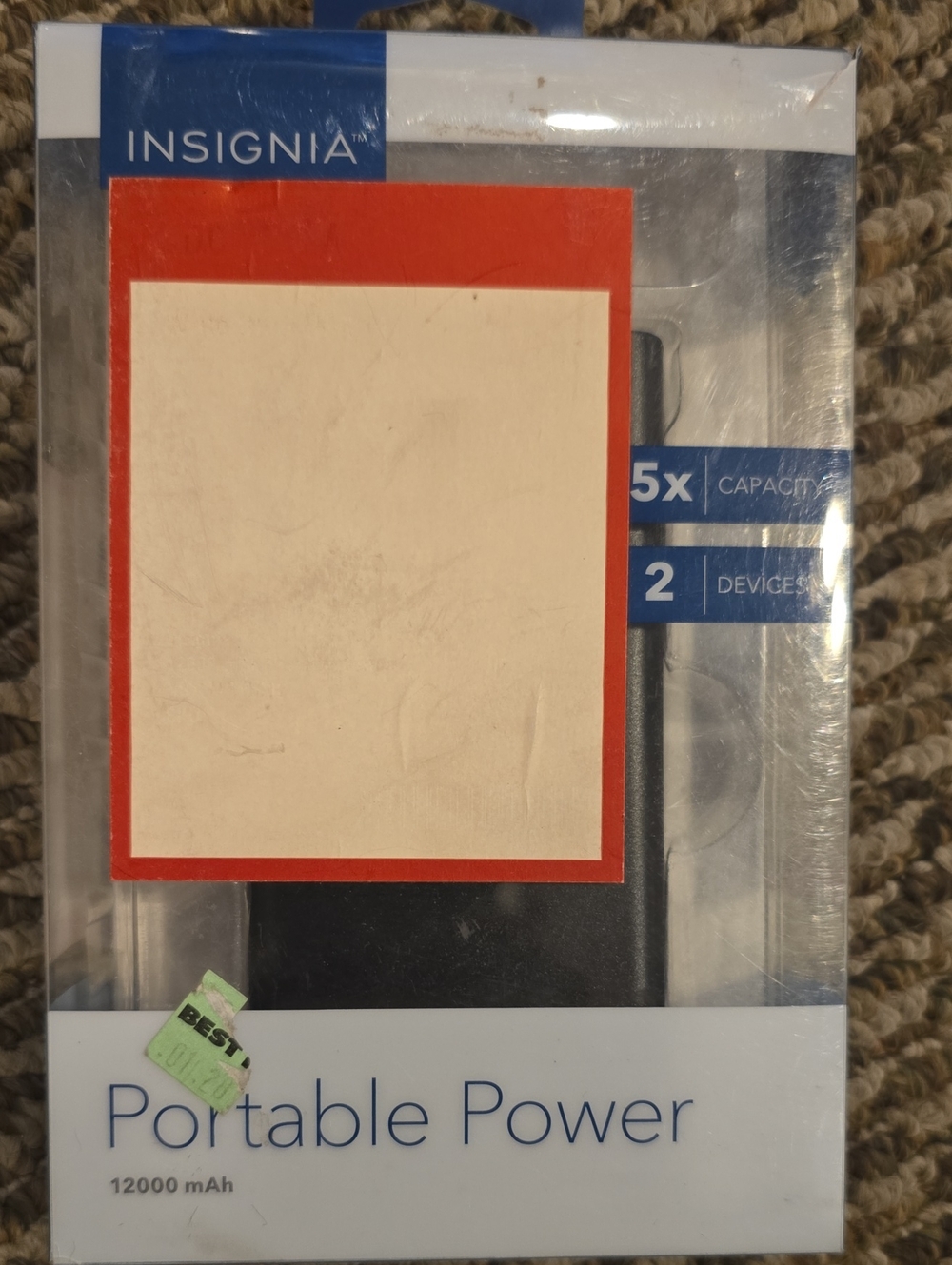 Insignia Portable Power Bank 12000mAh – Black New N3ver Used